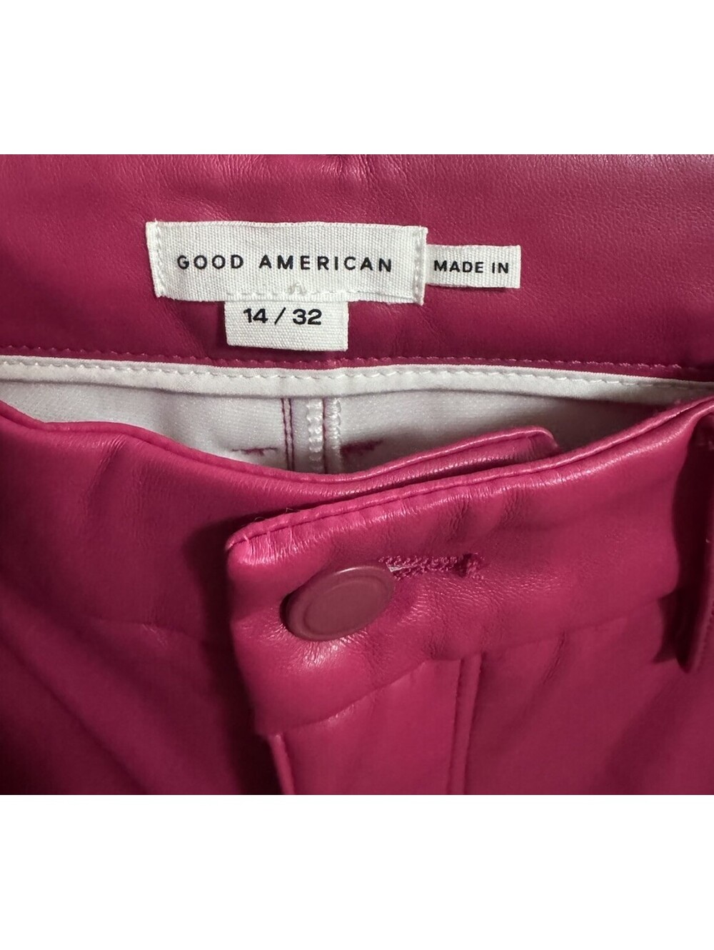 Good American Hot Pink Faux Leather Pants Women’s 14/32 High Rise NWOT - Picture 4 of 4
